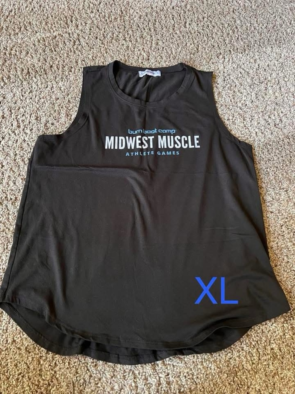 Burn Boot Camp Midwest Muscle Athletic Games Black Sleeveless Tank